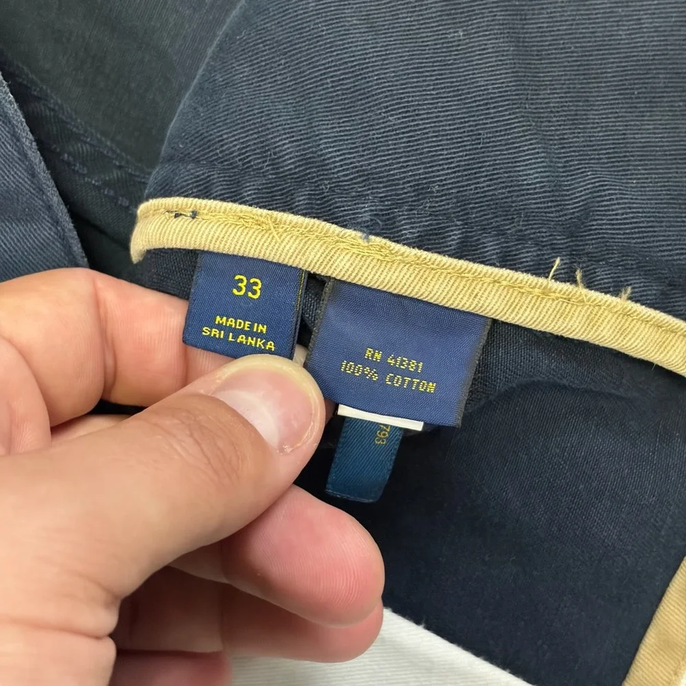 Vintage Polo Ralph Lauren Cargo Shorts Mens 33 Navy Blue Twill Classic Utility